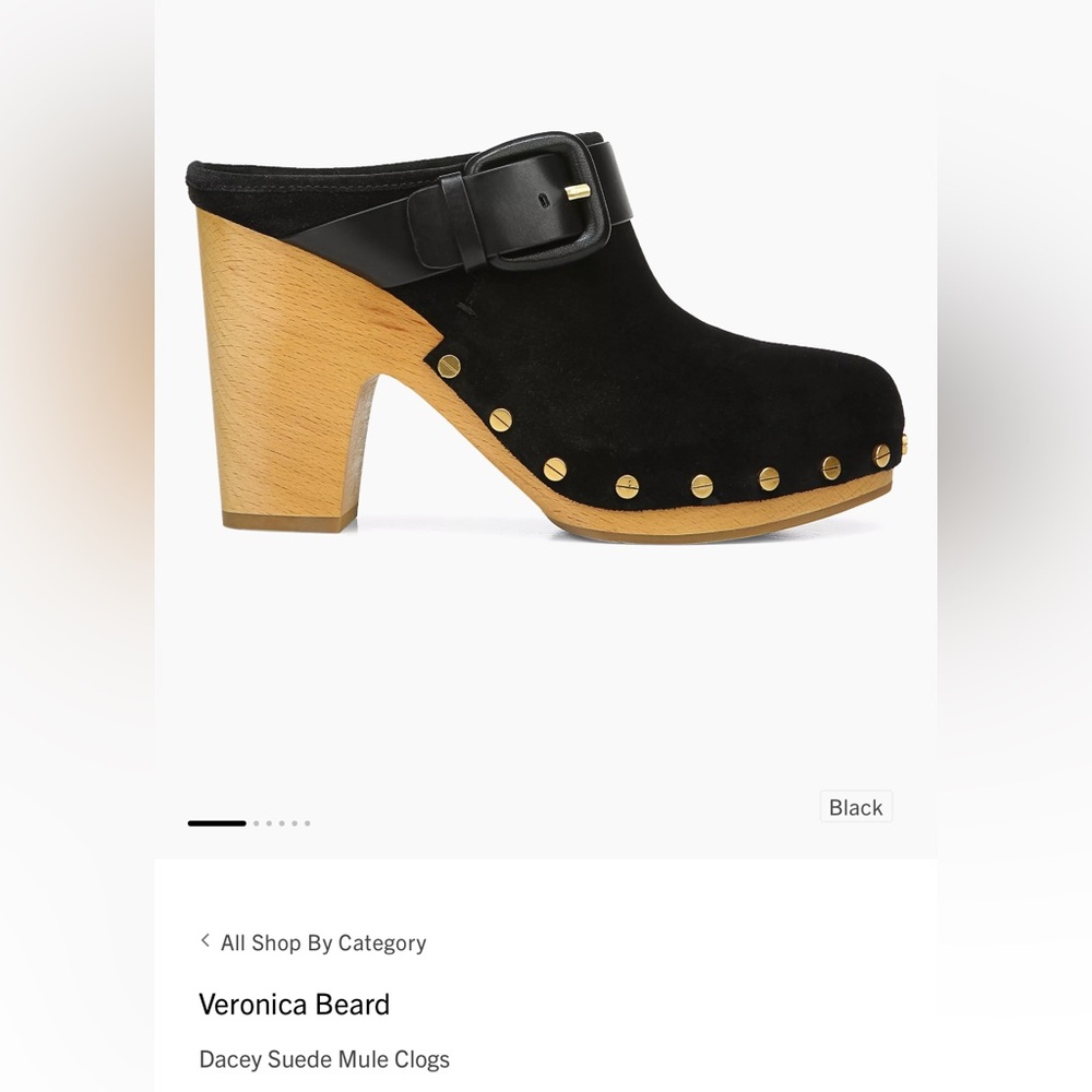VERONICA BEARD Sz 10.5 Dacey Black Suede Mule Wood Wedge Clogs Orig $400